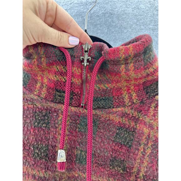VTG 90s French Country Express Women' sz S Oversized Fleece Pullover Plaid Comfy - Picture 3 of 8